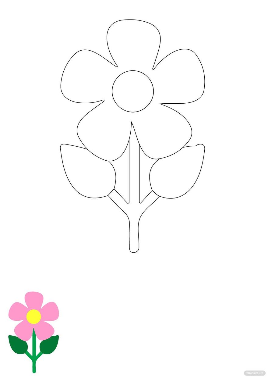 Simple Flower Coloring Page in PDF, EPS, JPG
