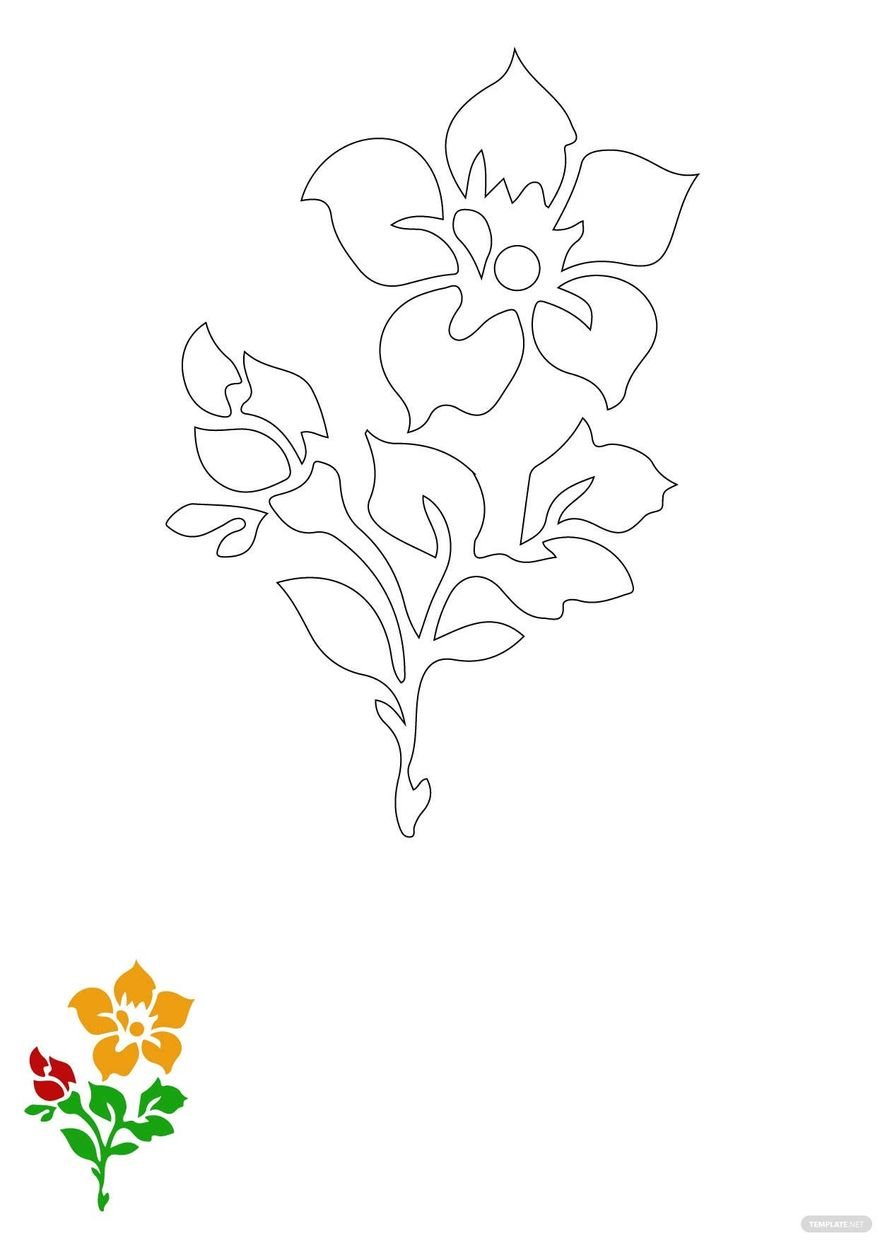 Free Realistic Flower Coloring Page in PDF, EPS, JPG