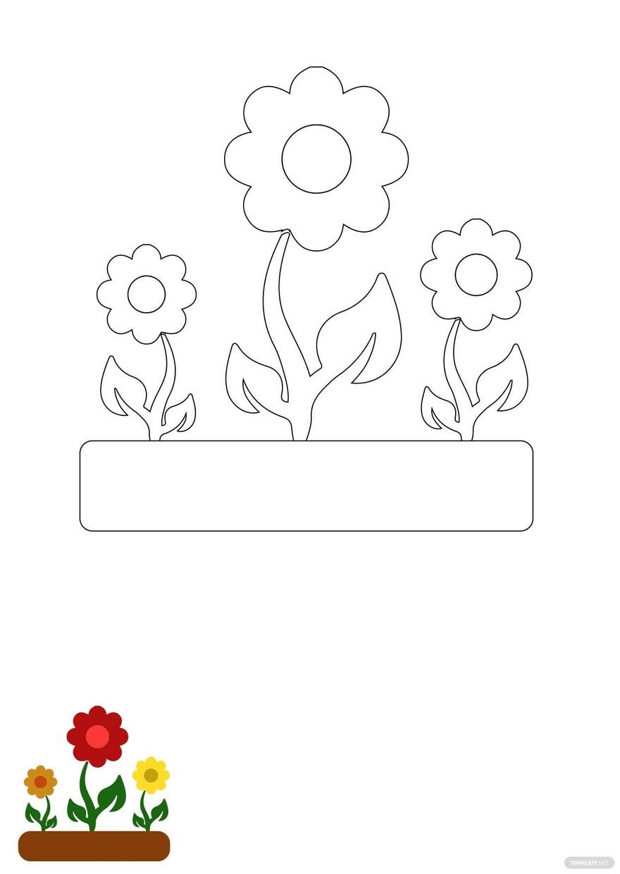 Flower Garden Coloring Page in PDF, EPS, JPG