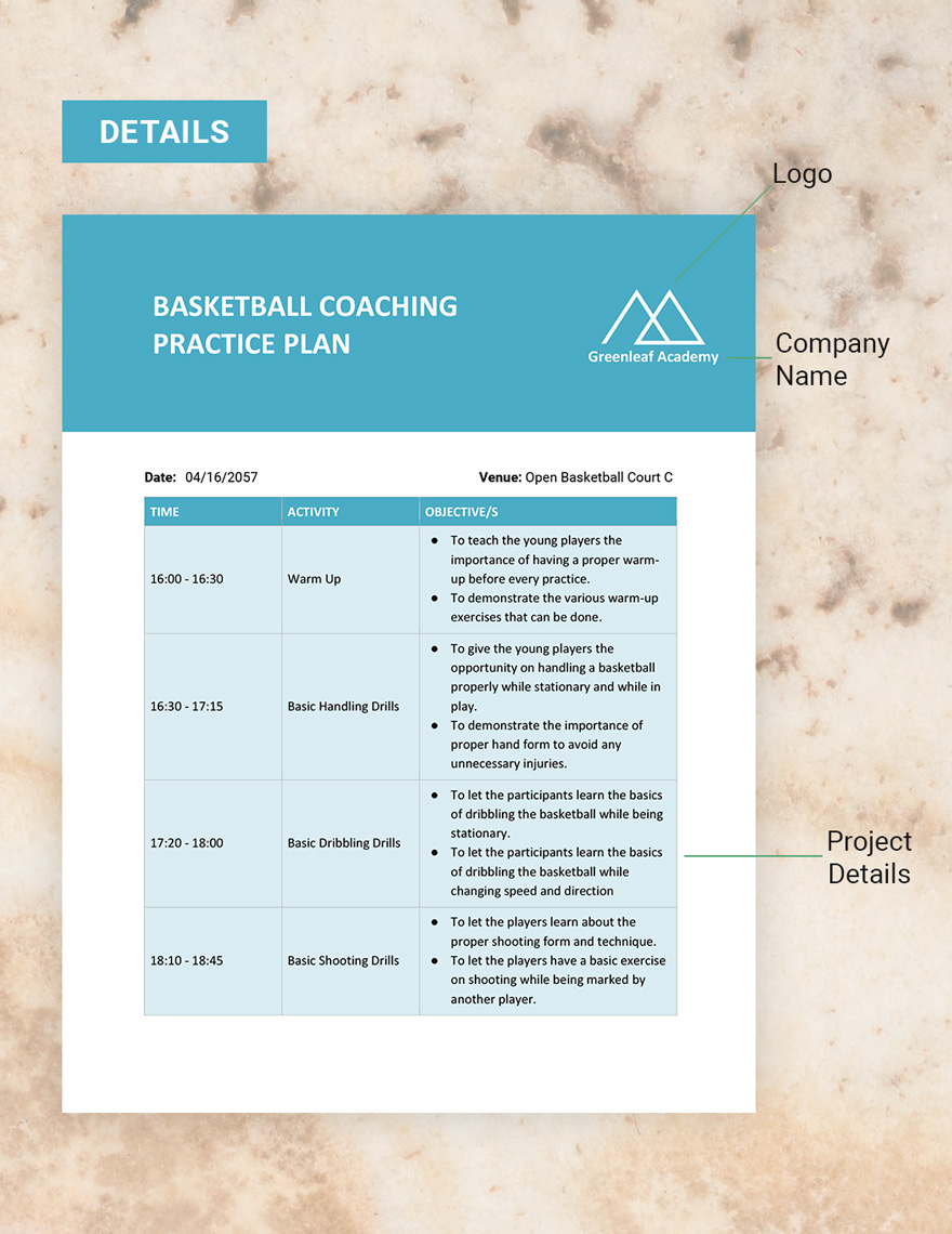 Basketball Coaching Practice Plan Google Docs Word Apple Pages Template