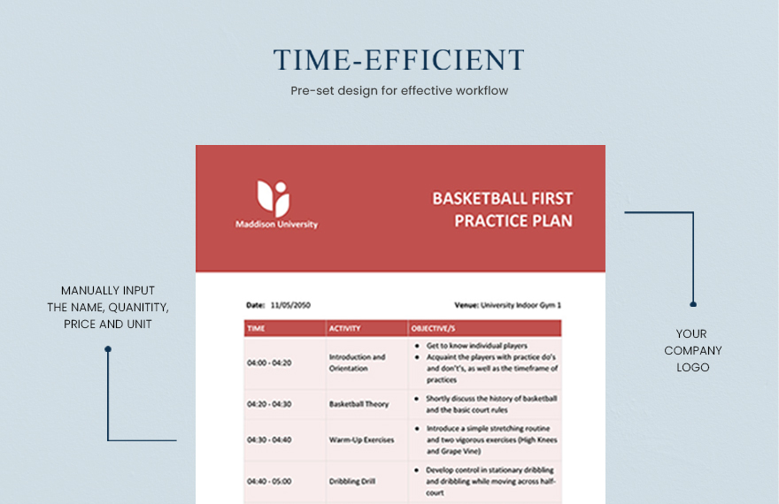 Basketball First Practice Plan