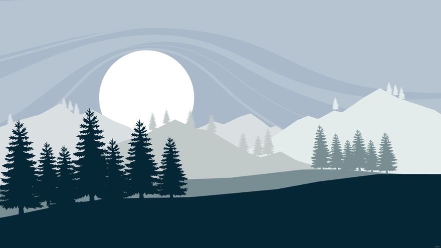 Free Mountain Trees Background in Illustrator, EPS, SVG, JPG, PNG