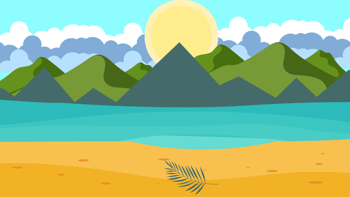 Beach With Mountain Background Template