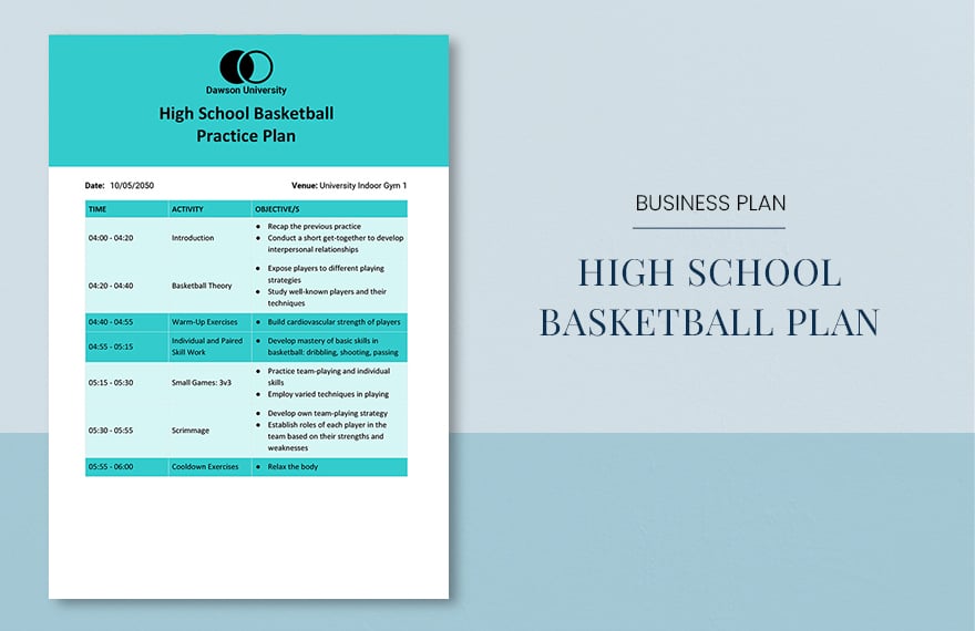Free High School Basketball Practice Plan