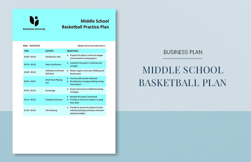 Middle School Basketball  Practice Plan 