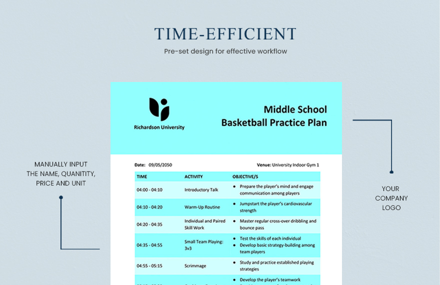 Middle School Basketball  Practice Plan 