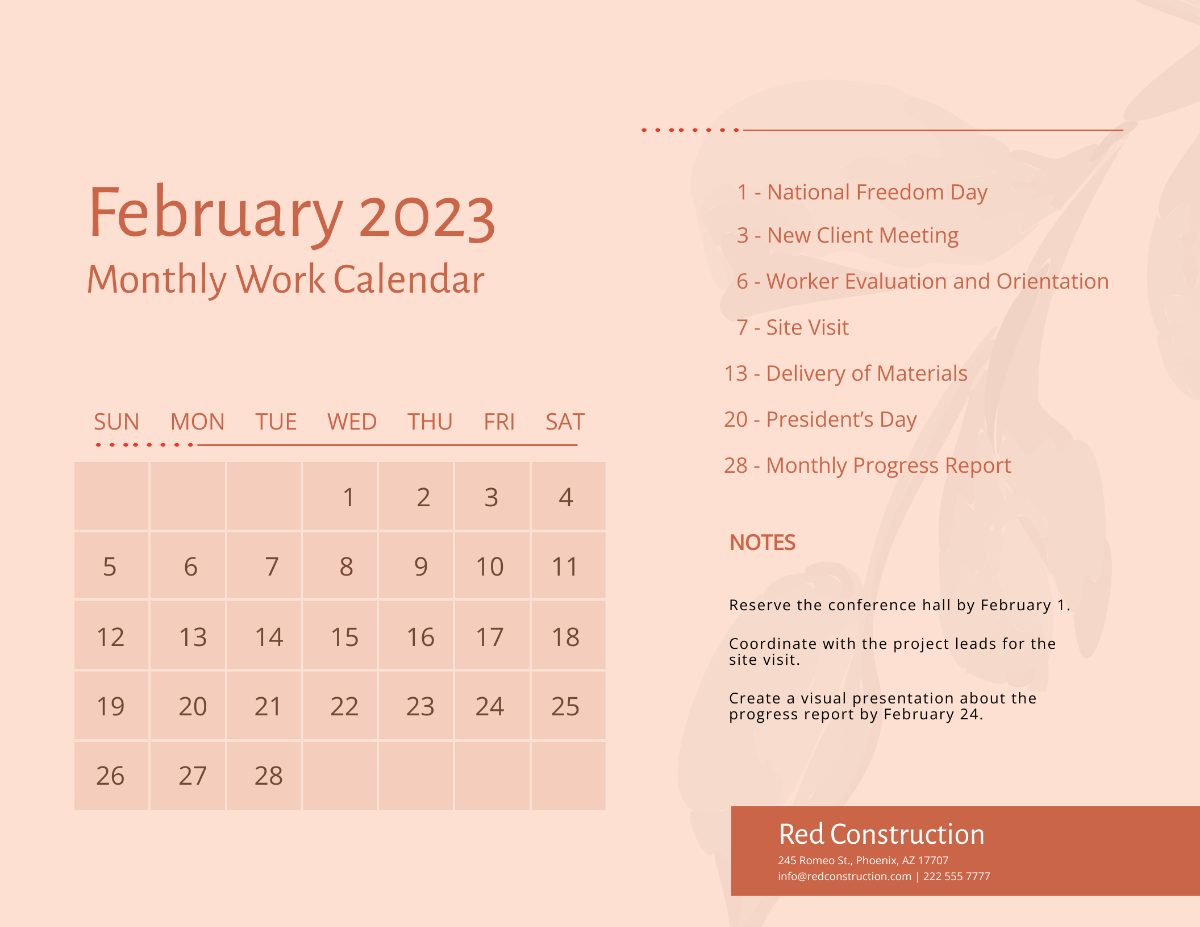February 2023 Calendar With Holidays Template