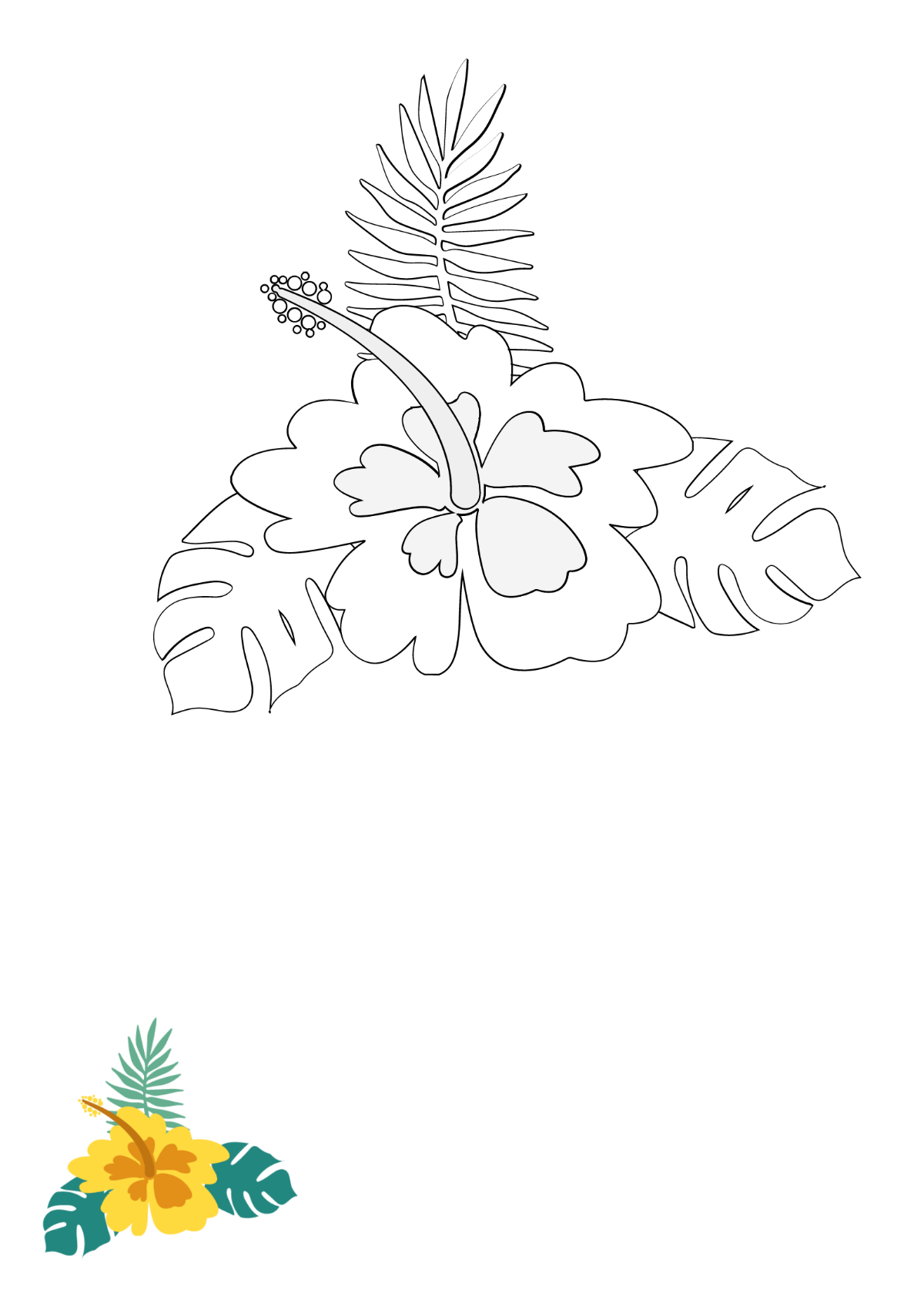 Summer Flower Coloring Page Template