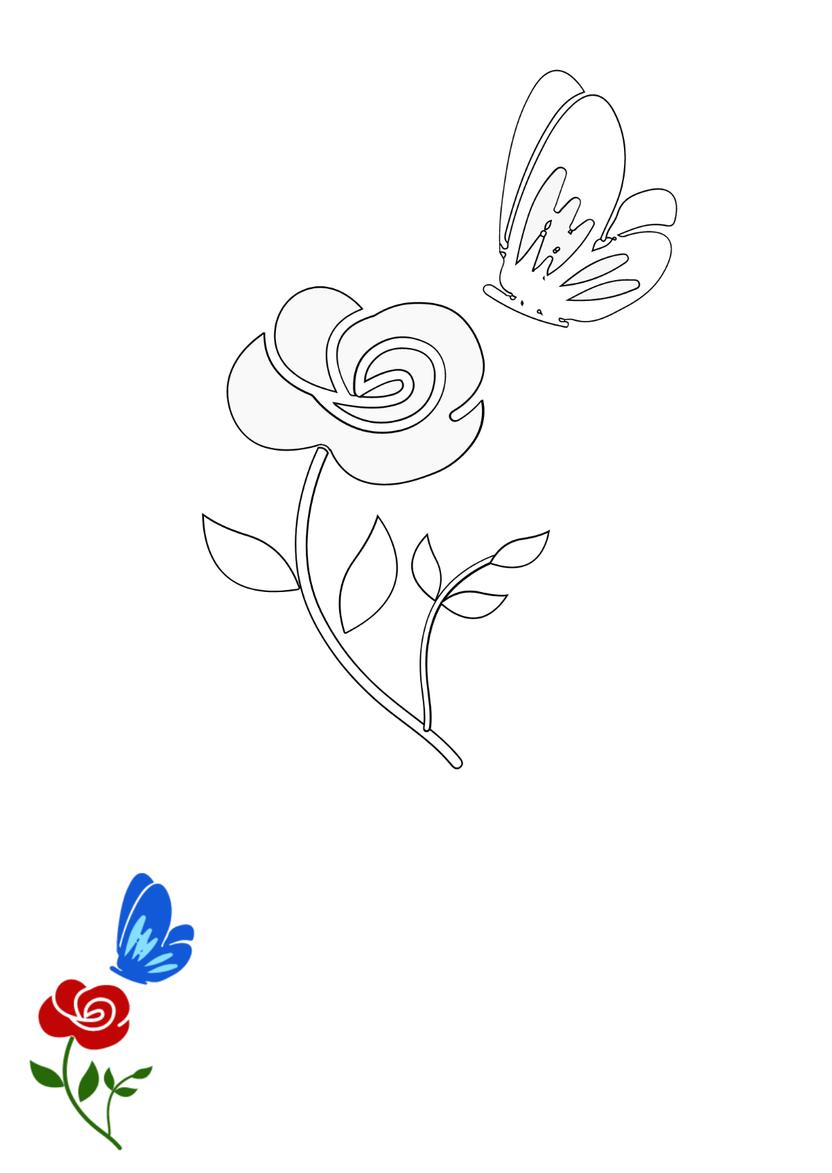 Butterfly Flower Coloring Page Template