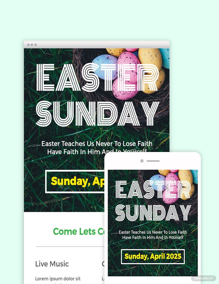 Easter Sunday Email Newsletter Template in PSD, Outlook, HTML5