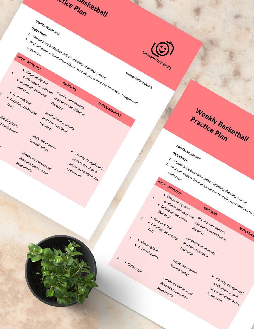 Weekly Basketball Practice Plan Google Docs, Word, Apple Pages