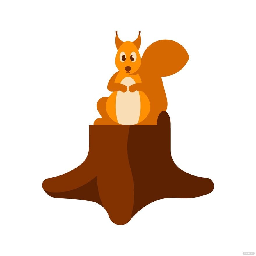 Squirrel on Tree Stumps Clipart Template