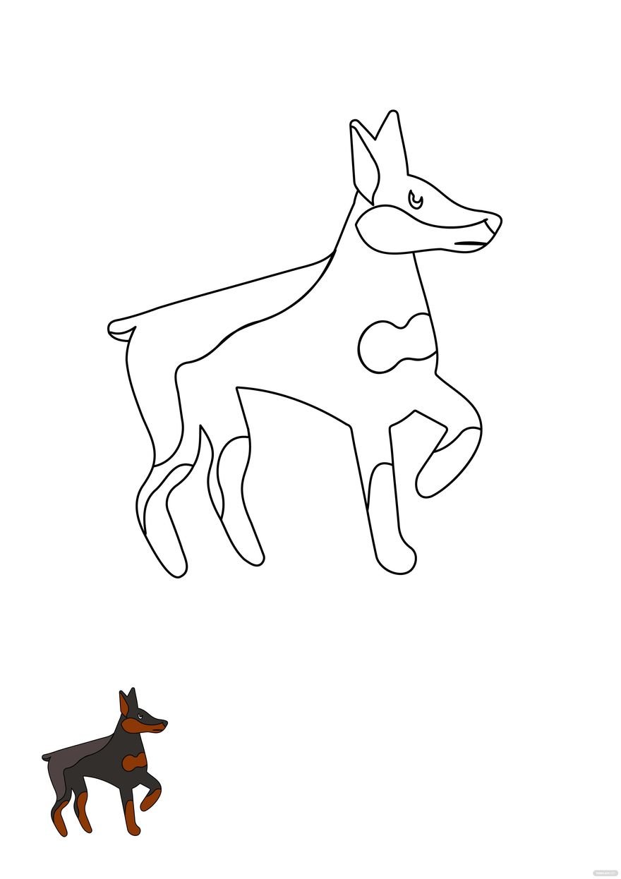 Doberman Pinscher Coloring Page Template in PDF, EPS, JPEG