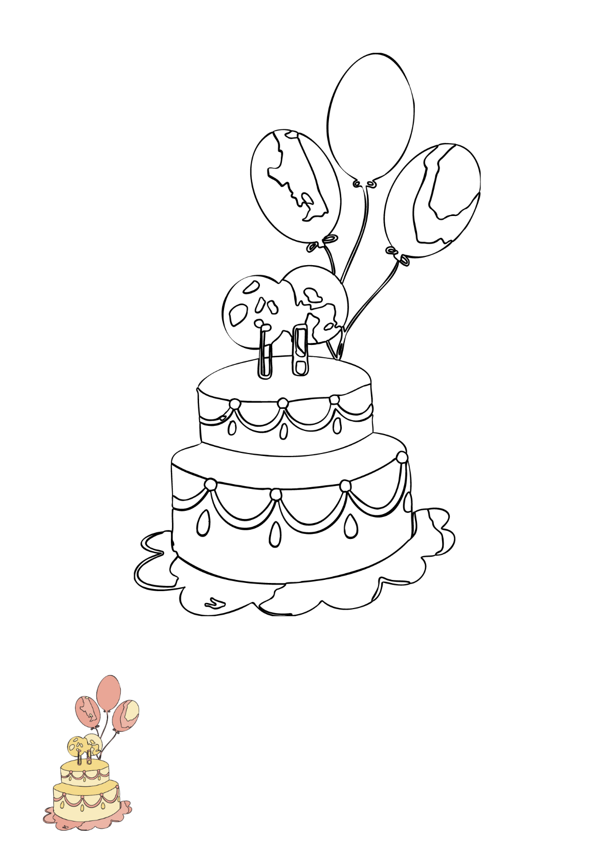 Watercolor Happy Birthday Coloring Page Template