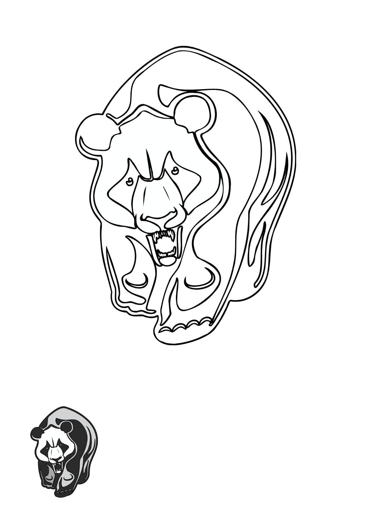 Angry Panda Coloring Page Template