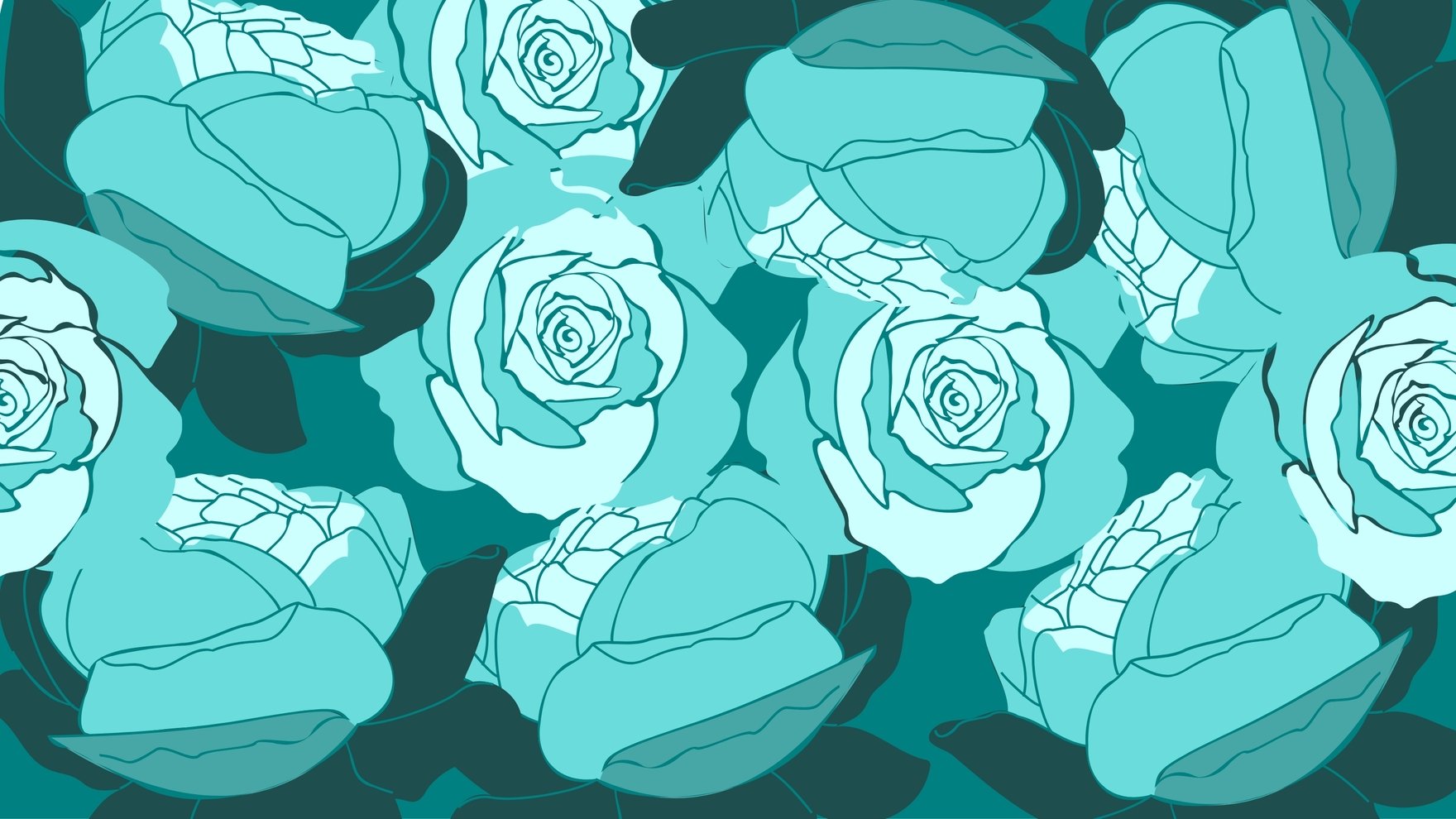 Teal Roses Background in Illustrator, EPS, SVG, JPG, PNG