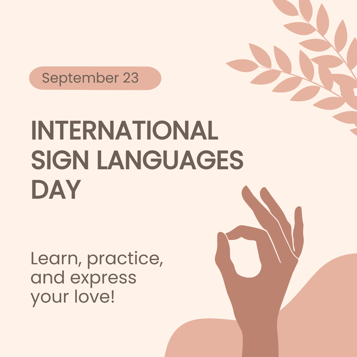 Free International Day of Sign Languages FB Post Template