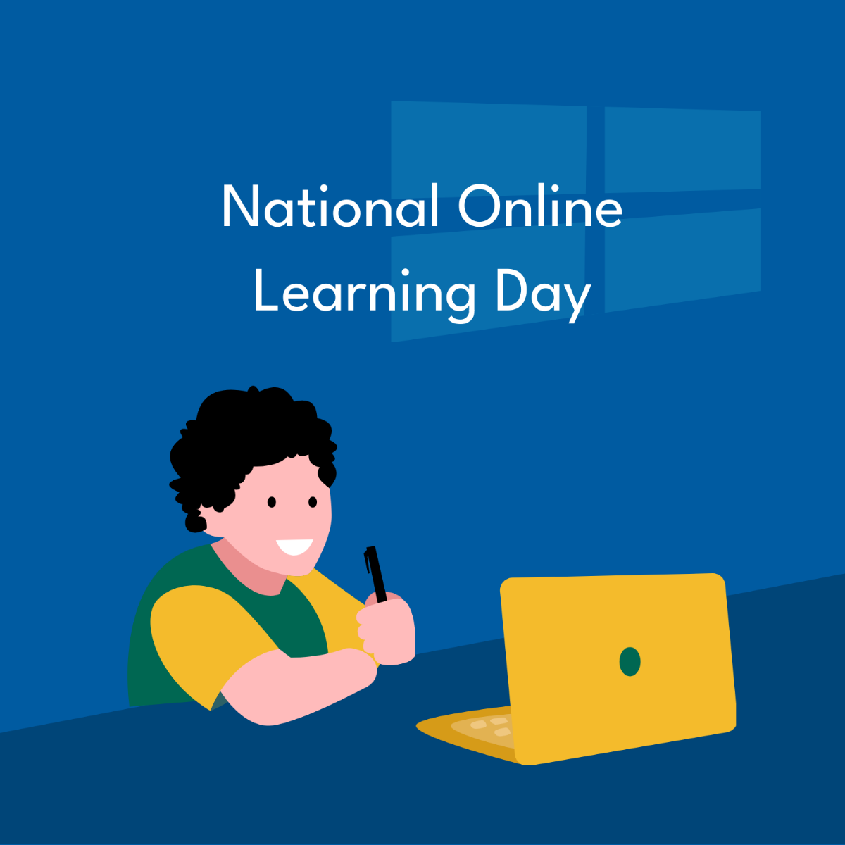 National Online Learning Day Illustration Template