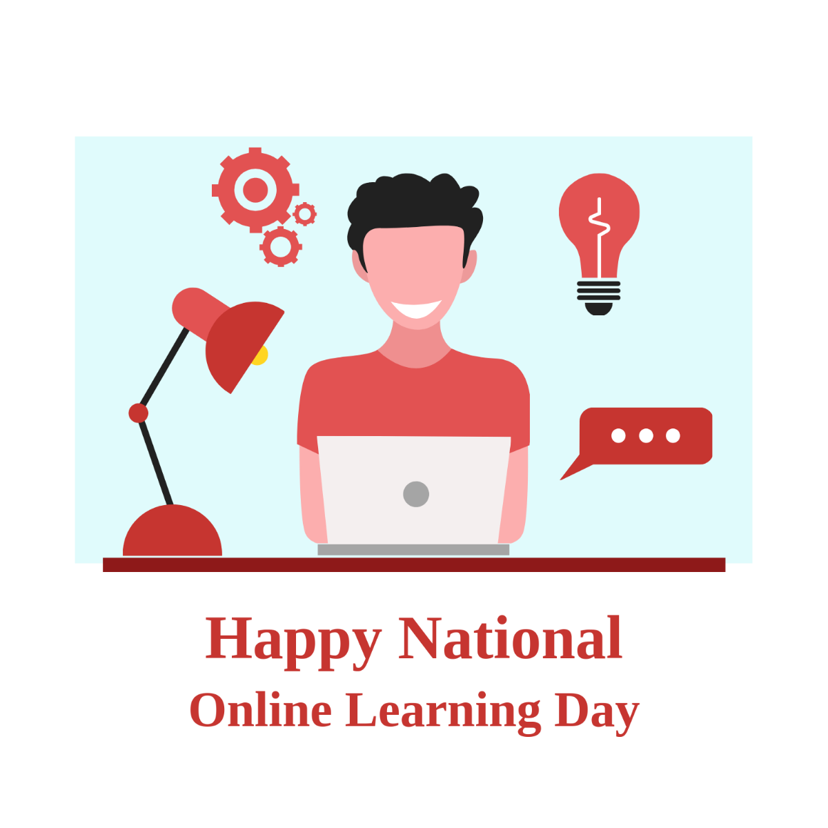 Free Happy National Online Learning Day Vector Template