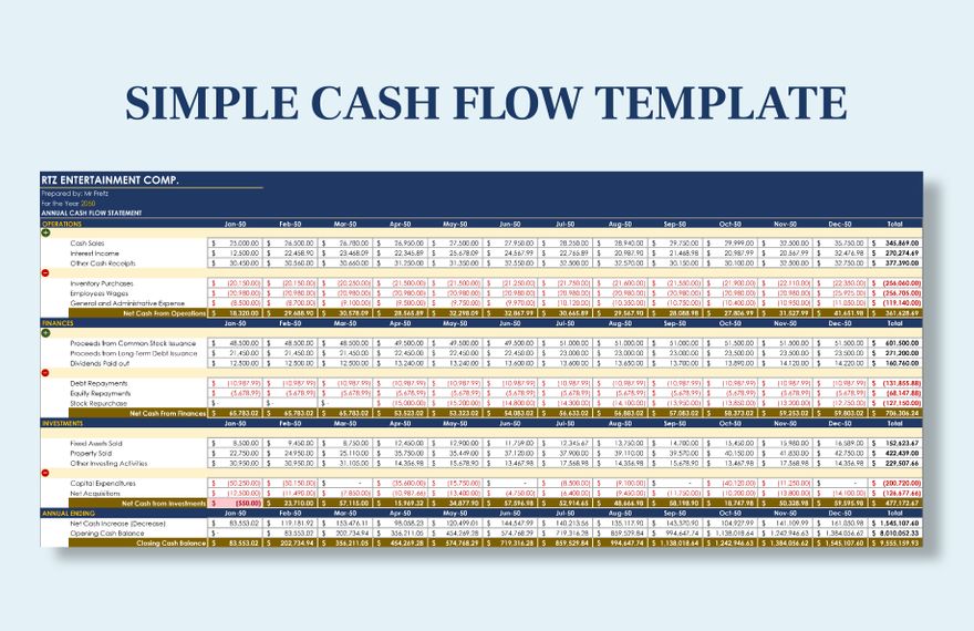 Simple Cash Flow Template