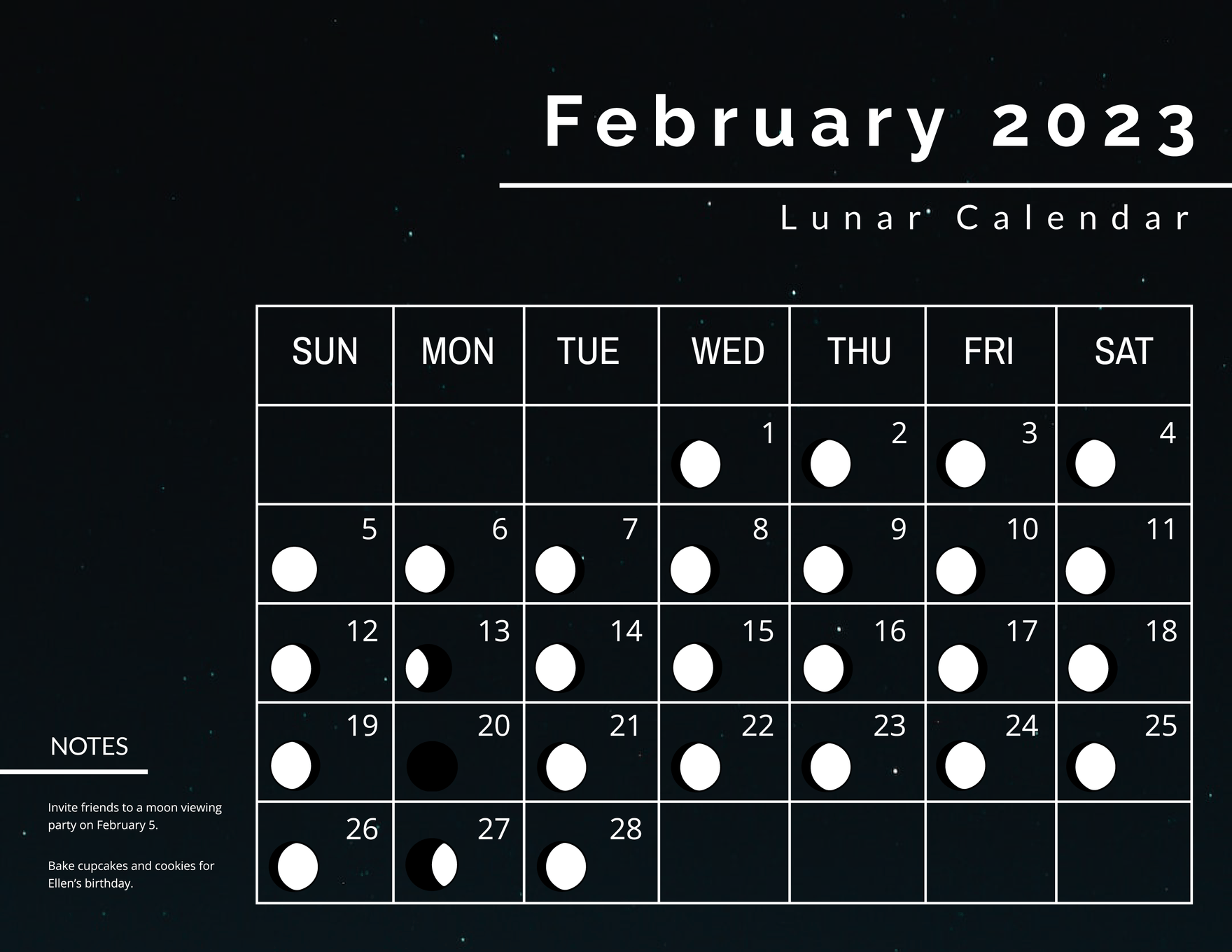 Lunar Calendar February 2023