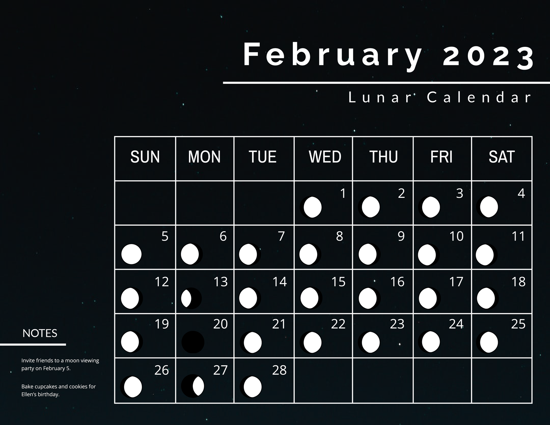 Lunar Calendar February 2023 - Illustrator, Word, Psd | Template.net