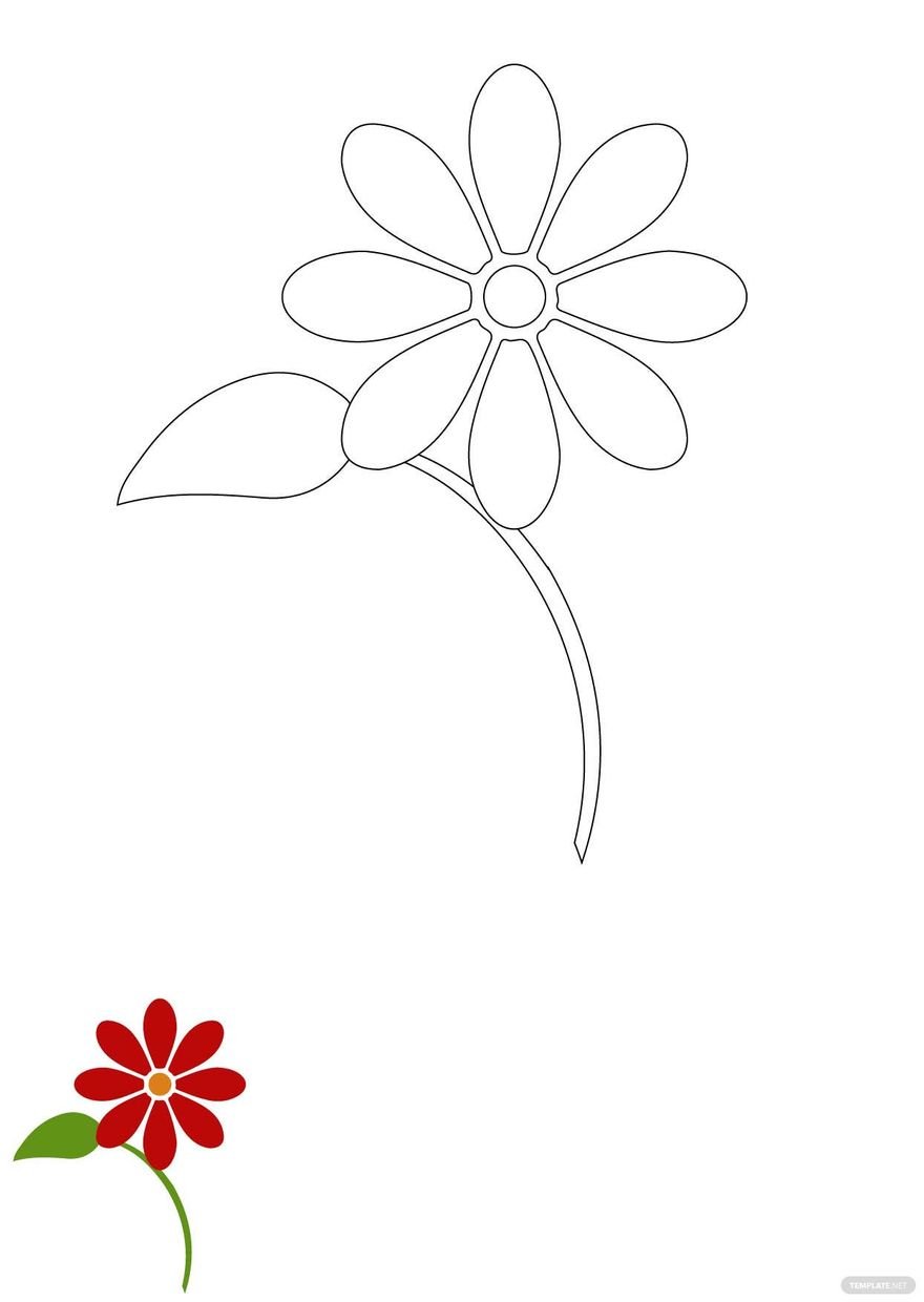 Single Flower Coloring Page in PDF, EPS, JPG