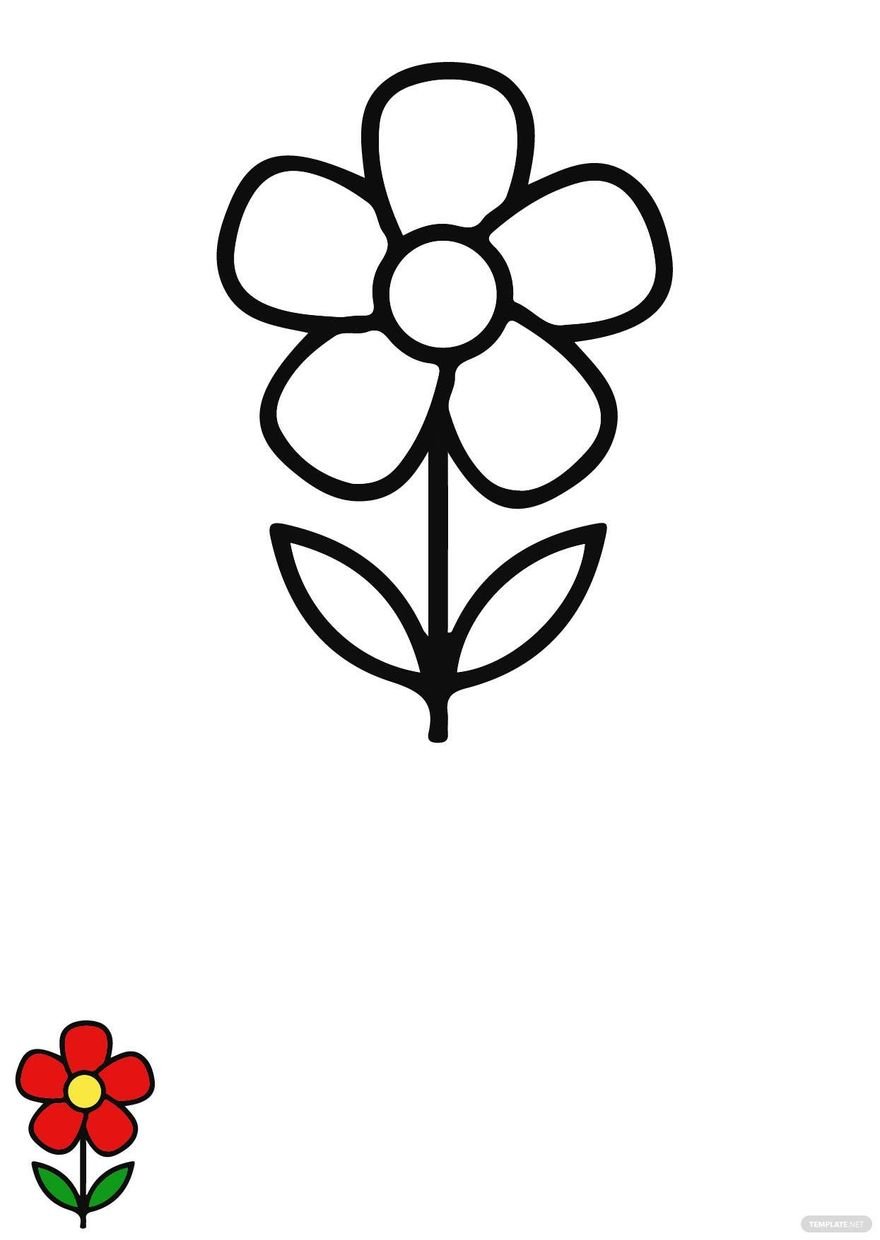 Basic Flower Coloring Page in PDF, EPS, JPG