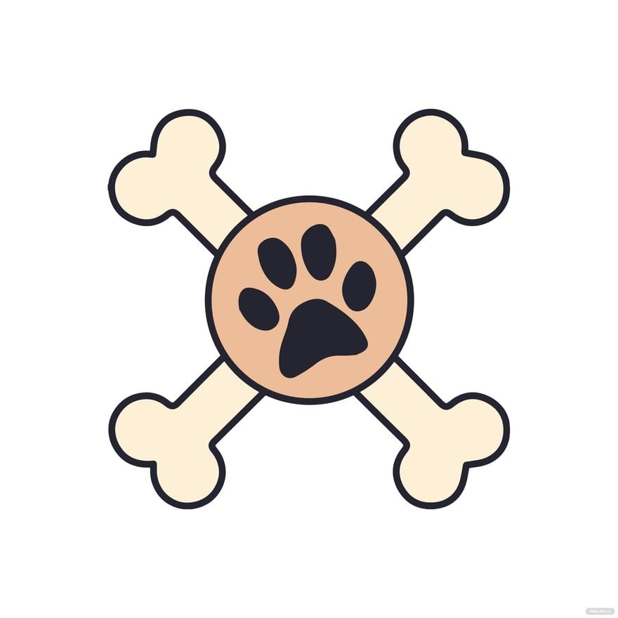 Free Dog Bone and Paw Clipart Template