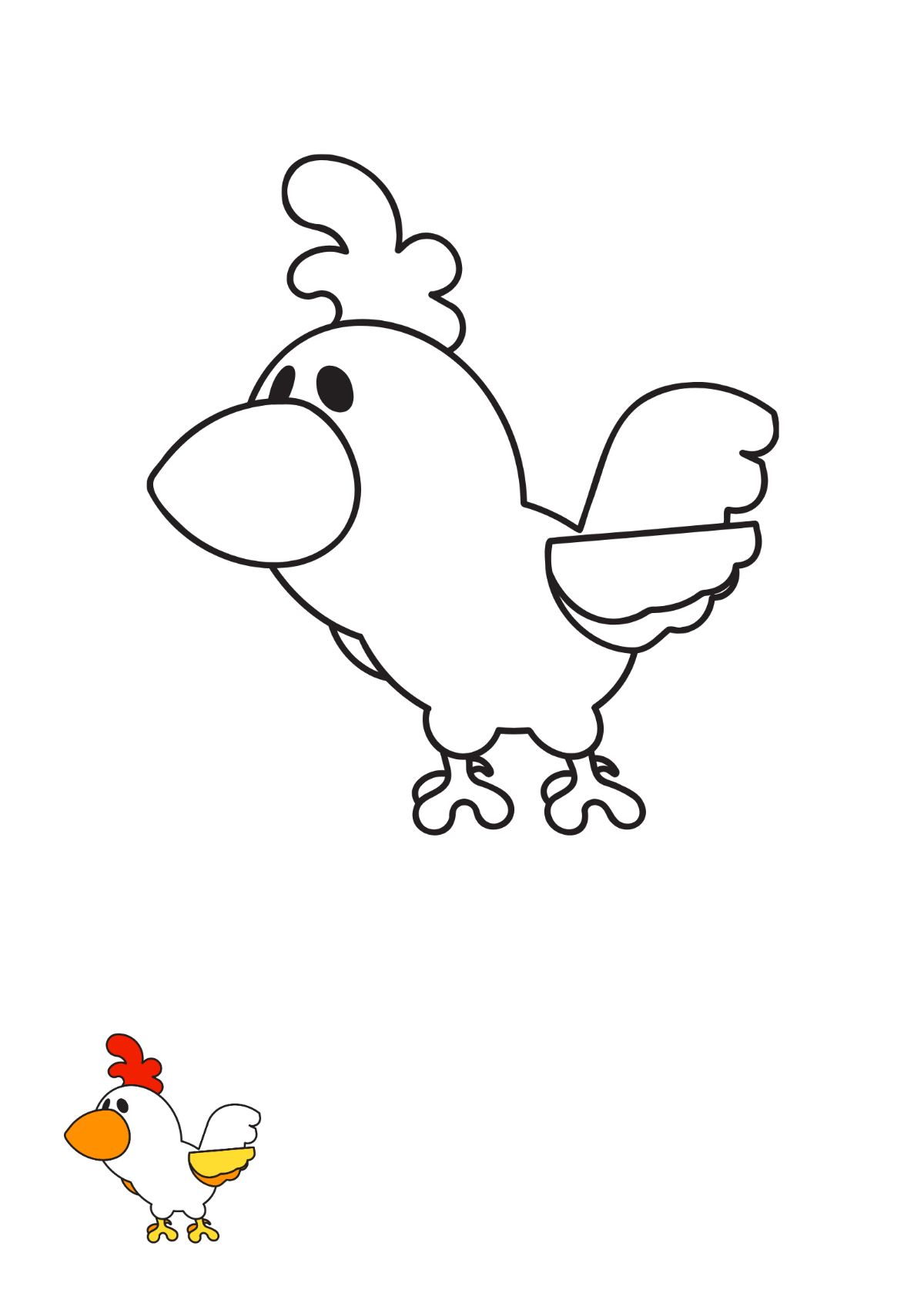Chicken Cartoon Coloring Page Template