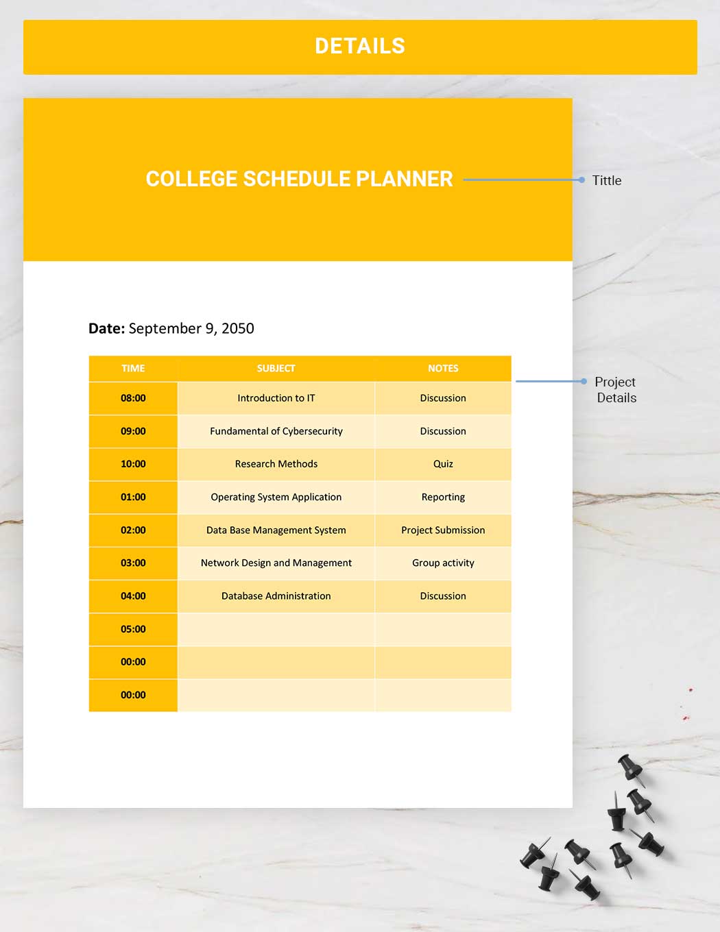 College Schedule Planner Template