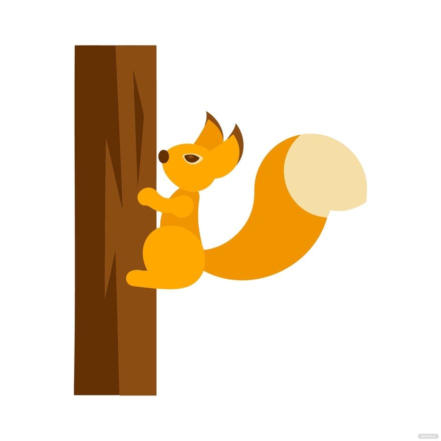 Squirrel on Tree Clipart Template