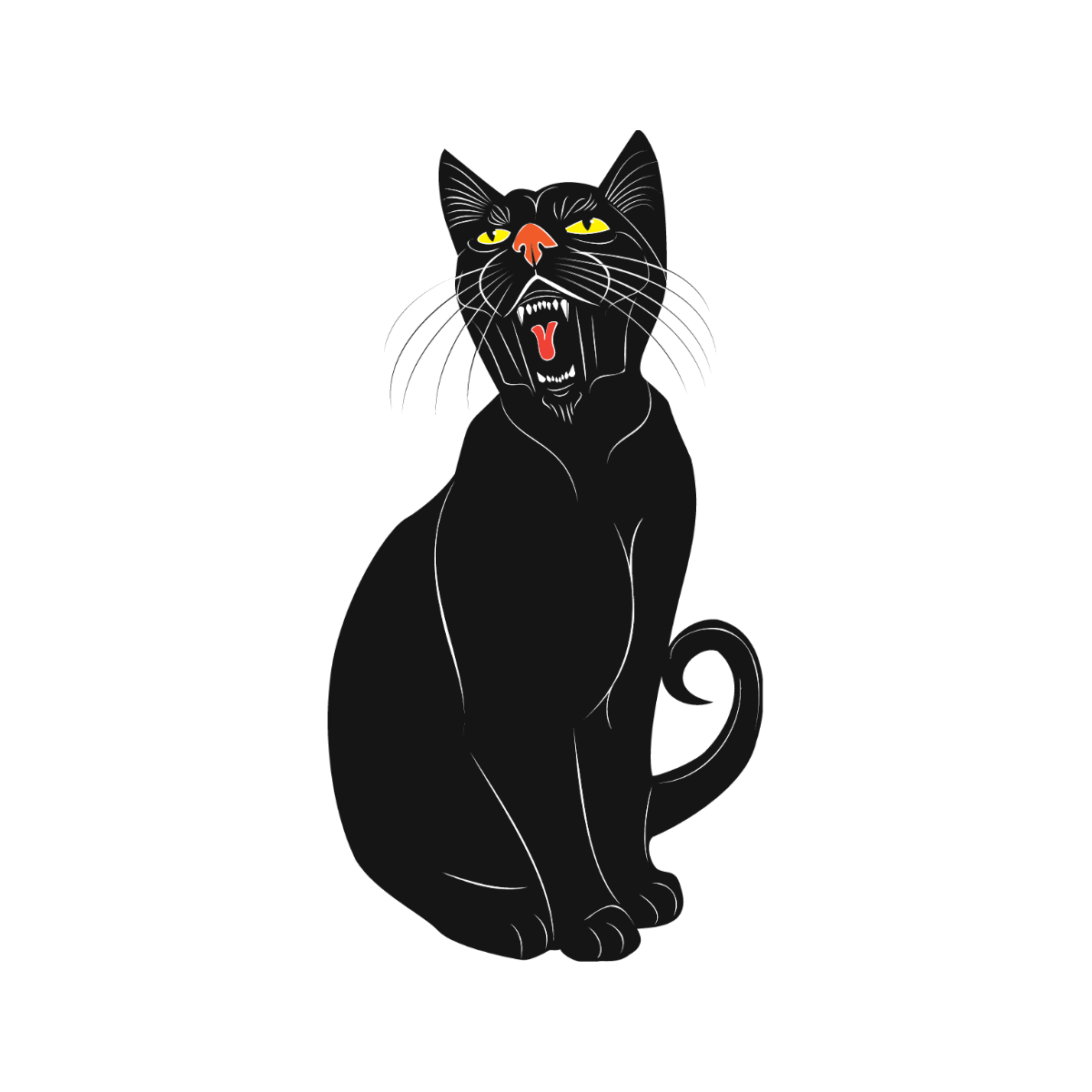 Wild Black Rabid Cat Clipart