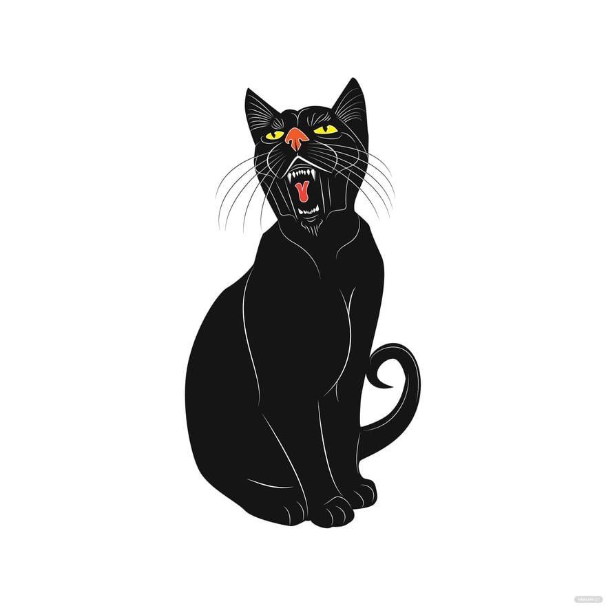 Free Wild Black Rabid Cat Clipart Template