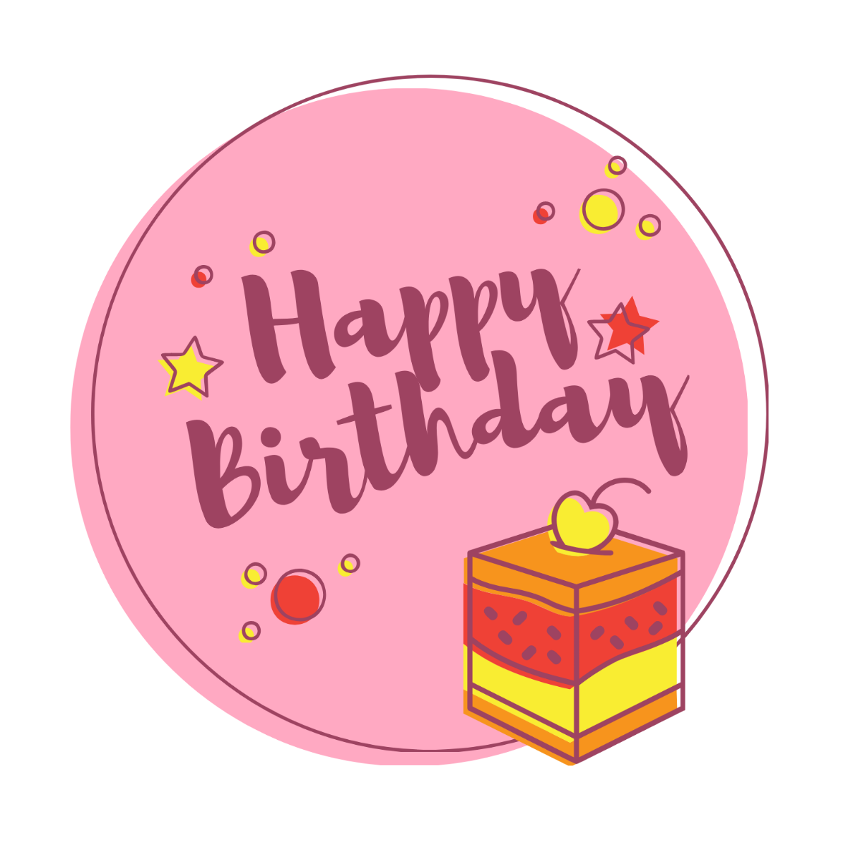 Happy Birthday Clipart Outline Template