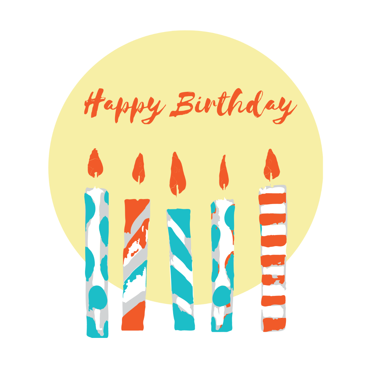 Watercolor Happy Birthday Candle Clipart Template