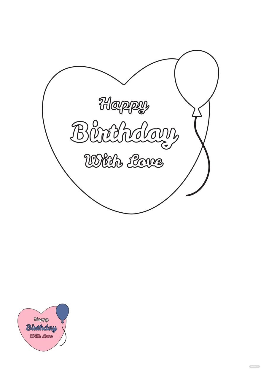 Happy Birthday Love Coloring Page