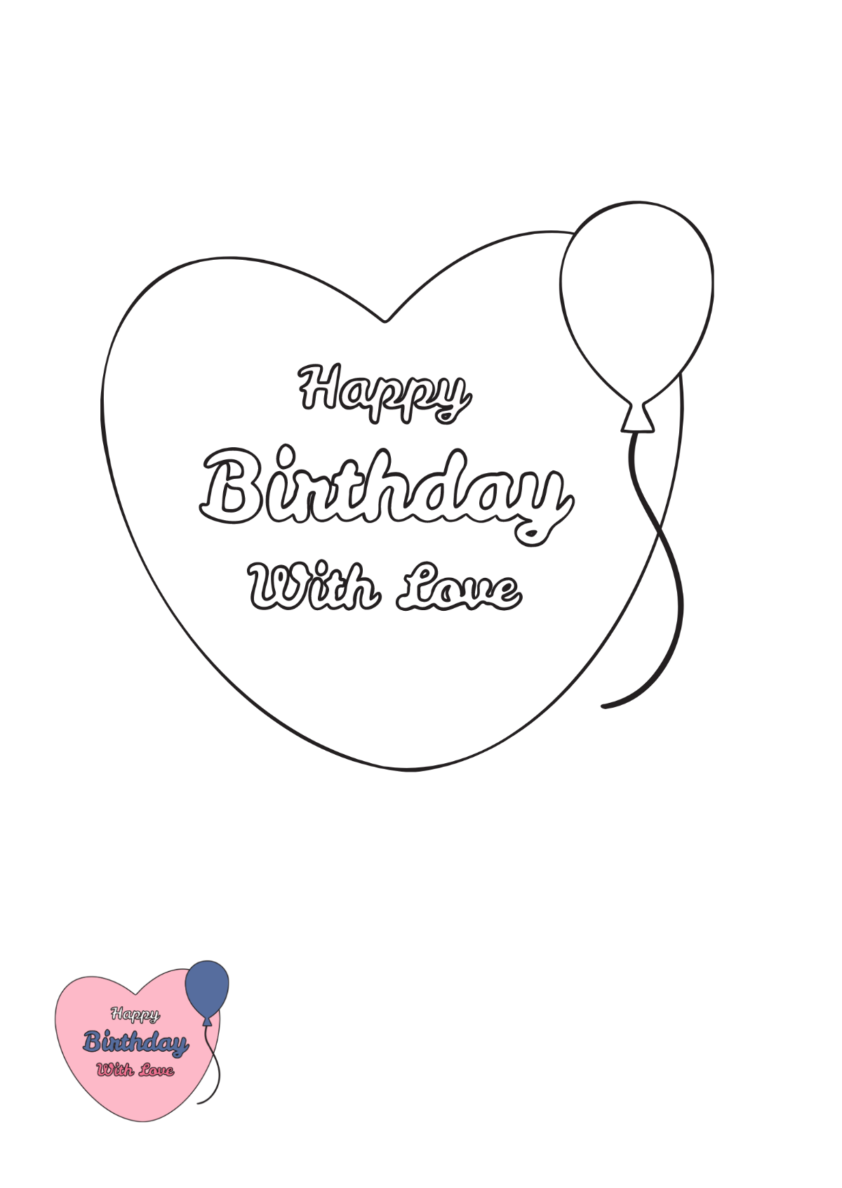 Happy Birthday Love Coloring Page Template