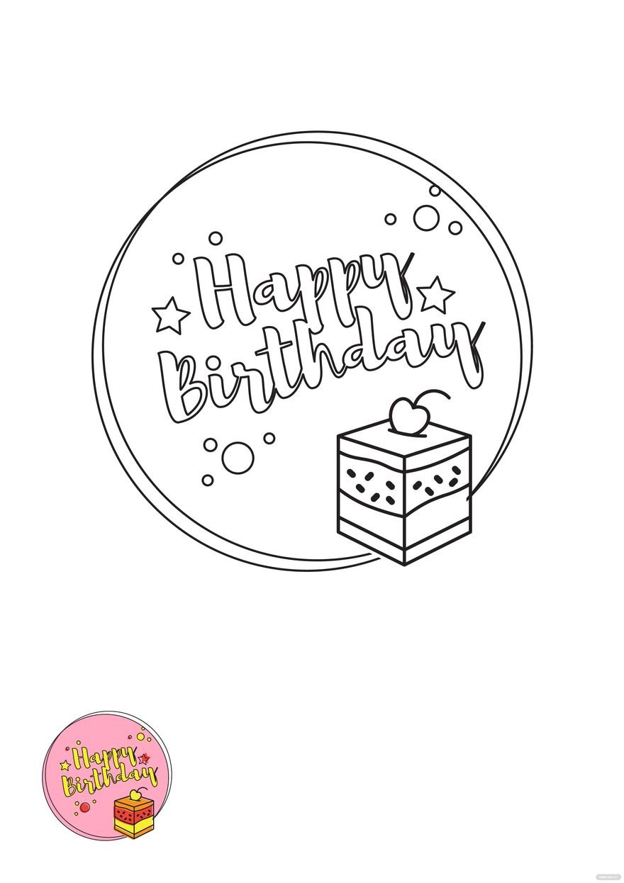 Happy Birthday Coloring Page Outline