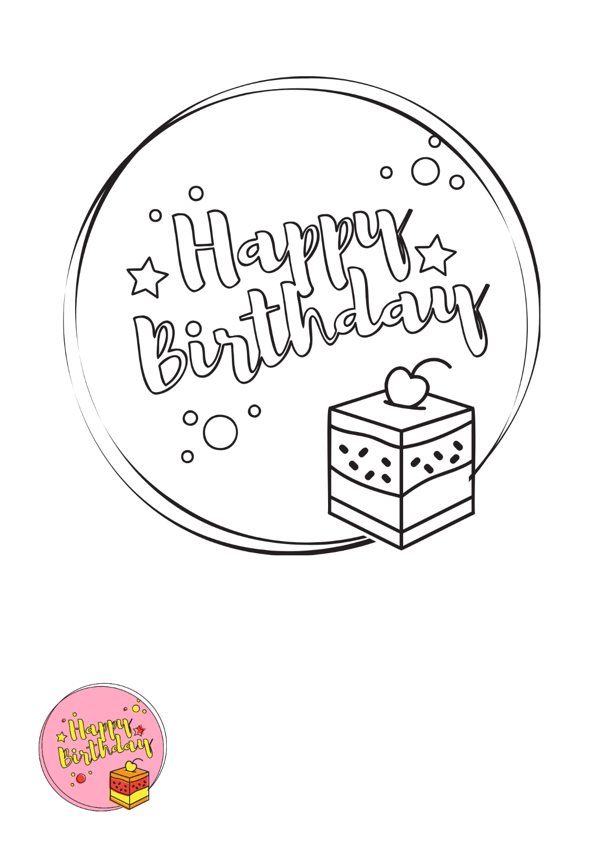 Happy Birthday Coloring Page Outline Template
