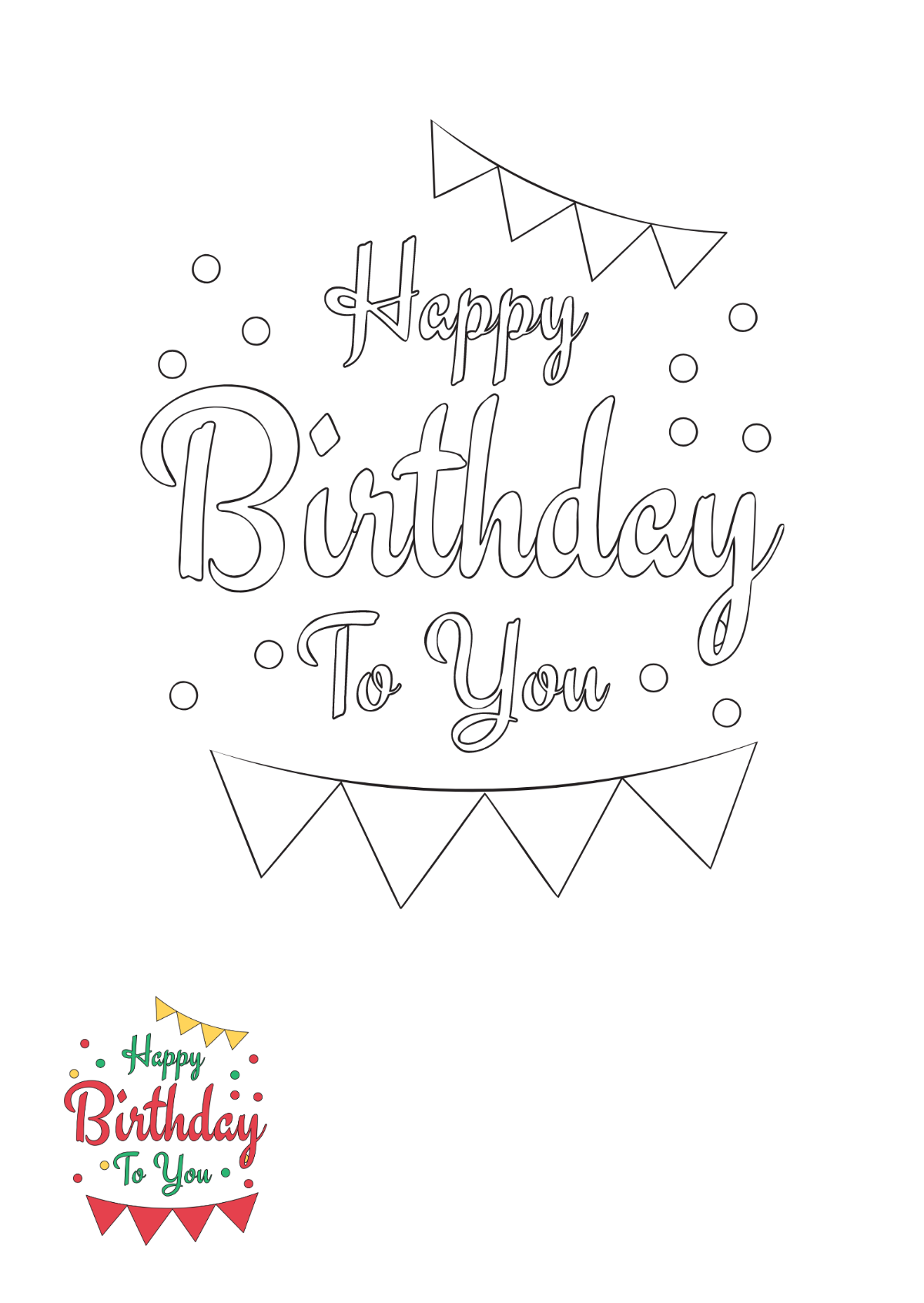 Happy Birthday To You Coloring Page Template