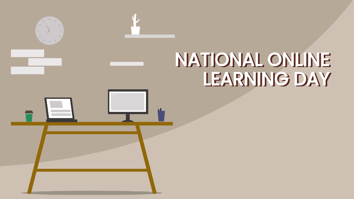 National Online Learning Day Banner Background Template