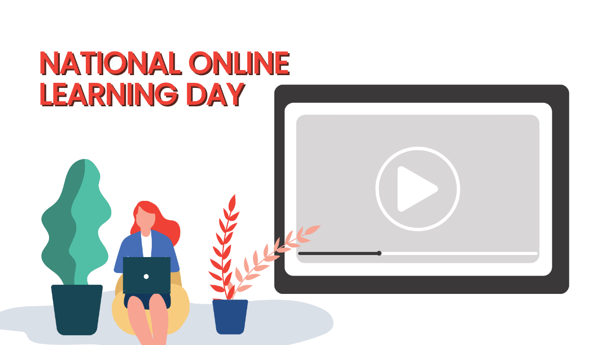 Free National Online Learning Day Cartoon Background Template