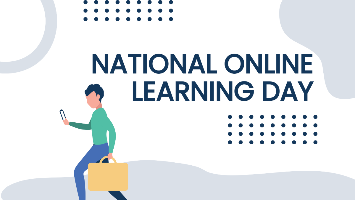 Free National Online Learning Day Drawing Background Template