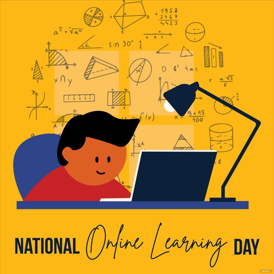 Free National Online Learning Day Cartoon Vector in Illustrator, PSD, EPS, SVG, JPG, PNG