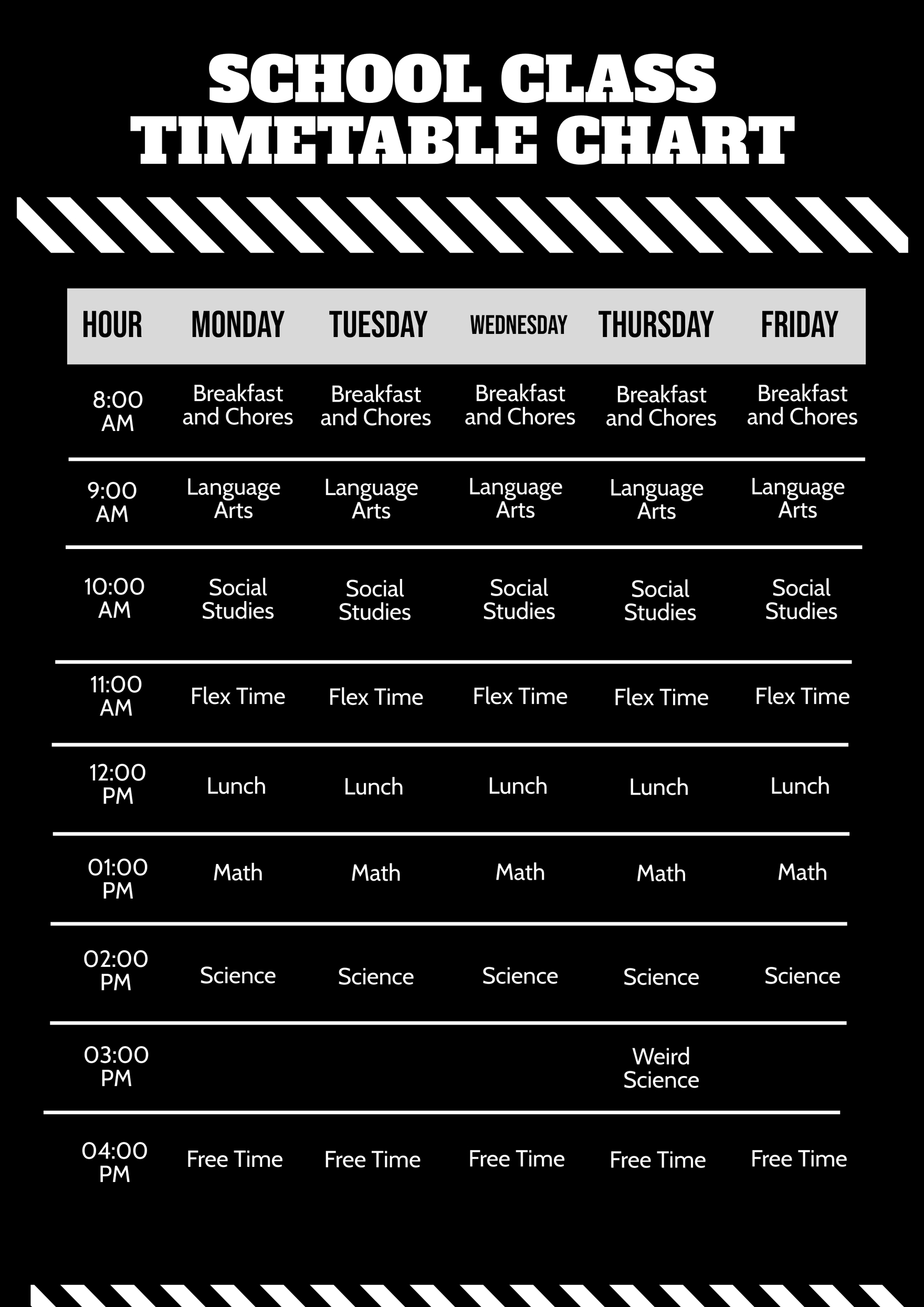 School Class Timetable Chart Template in Illustrator, PDF - Download | Template.net