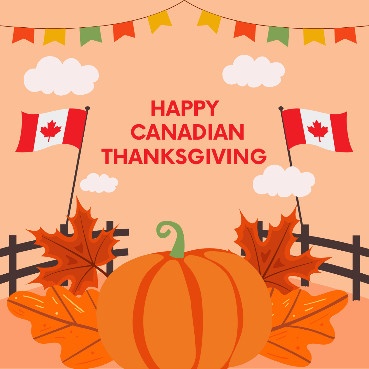 Happy Canadian Thanksgiving Illustration Template