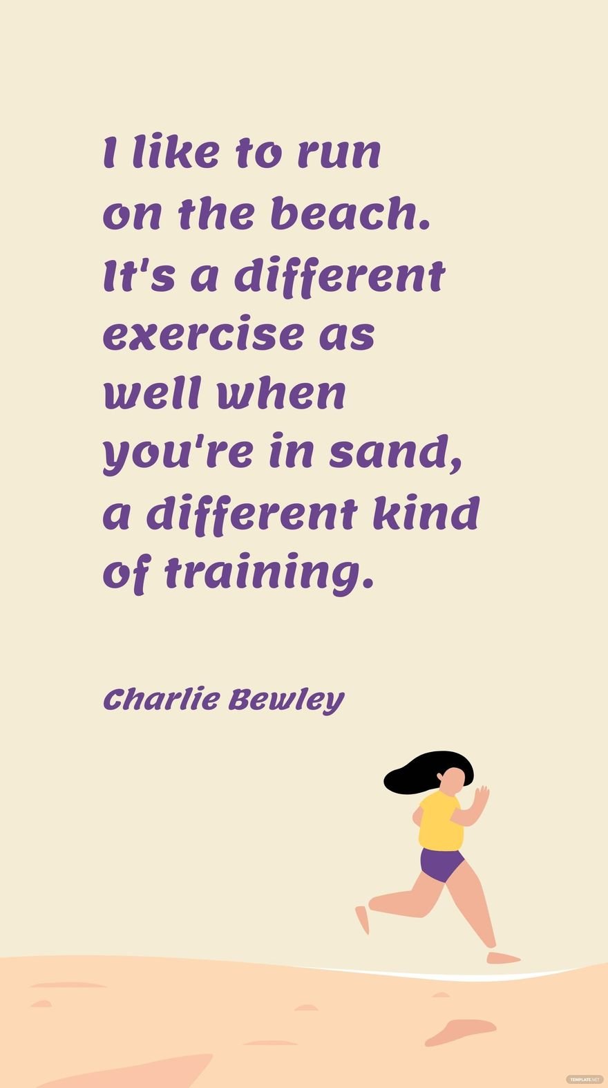 Free Charlie Bewley - I like to run on the beach. It's a different exercise as well when you're in sand, a different kind of training. in JPG