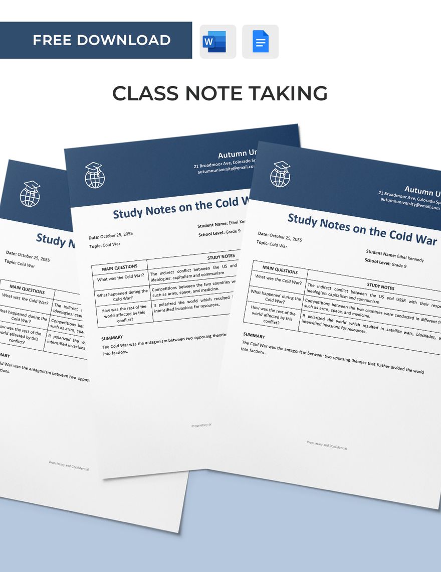 Google Docs Note Taking Template Free Download Template