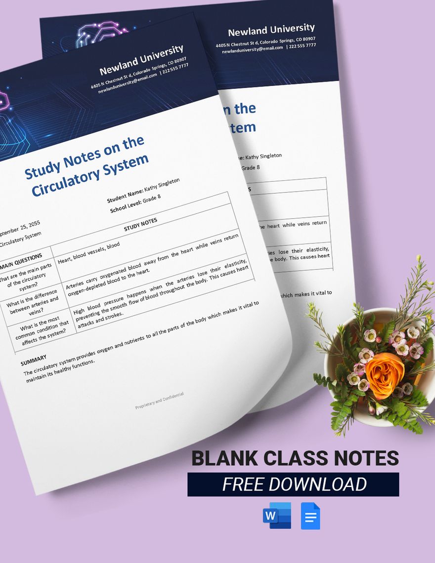 Blank Class Notes Template